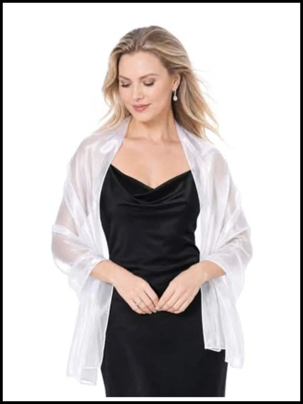 Sheer Silky Organza Shimmer Shawl Wrap for Evening Dresses Wedding Party